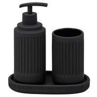 BAD-ACCESSOIRES-SET CASCINA, Soft-Touch, schwarz - Schwarz, Keramik (7/18/7cm) - eluno