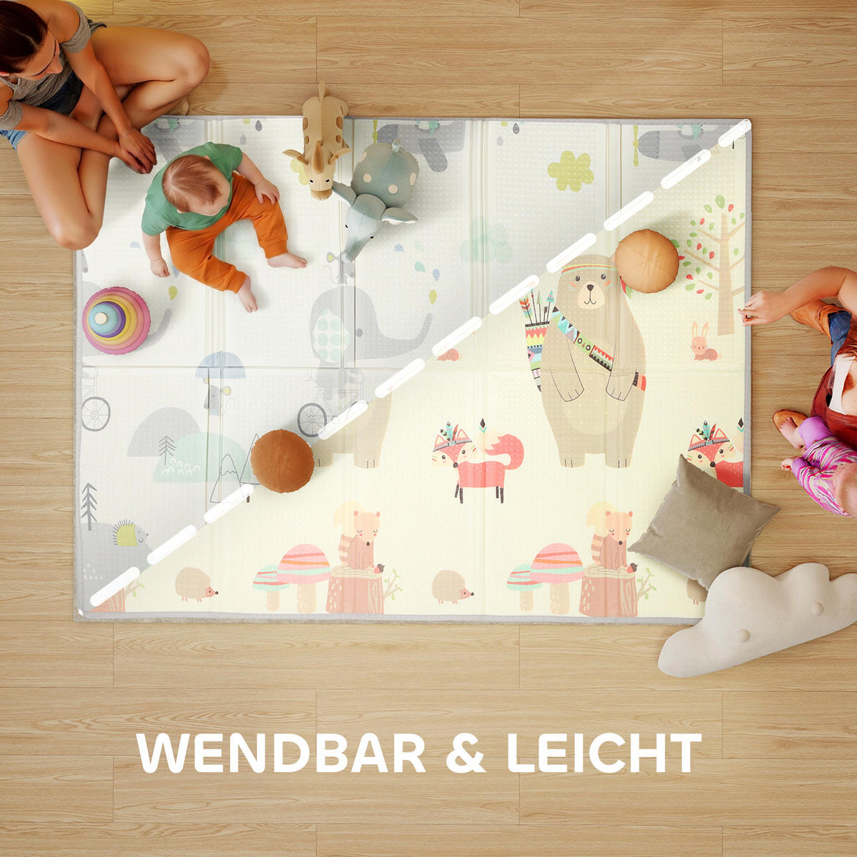 BABY-SPIELMATTE DE-10823 1,5 cm Polsterung & Tiermuster Mehrfarbig - Multicolor, Kunststoff (150/1.5/200cm) - ComfortXL