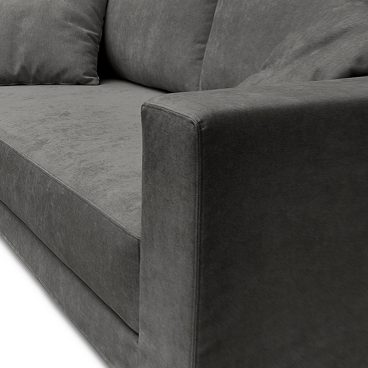 BIGSOFA mit Wechselbezug - Webstoff - Dunkelgrau/Schwarz, Kunststoff/Textil (265/63/122cm) - home24