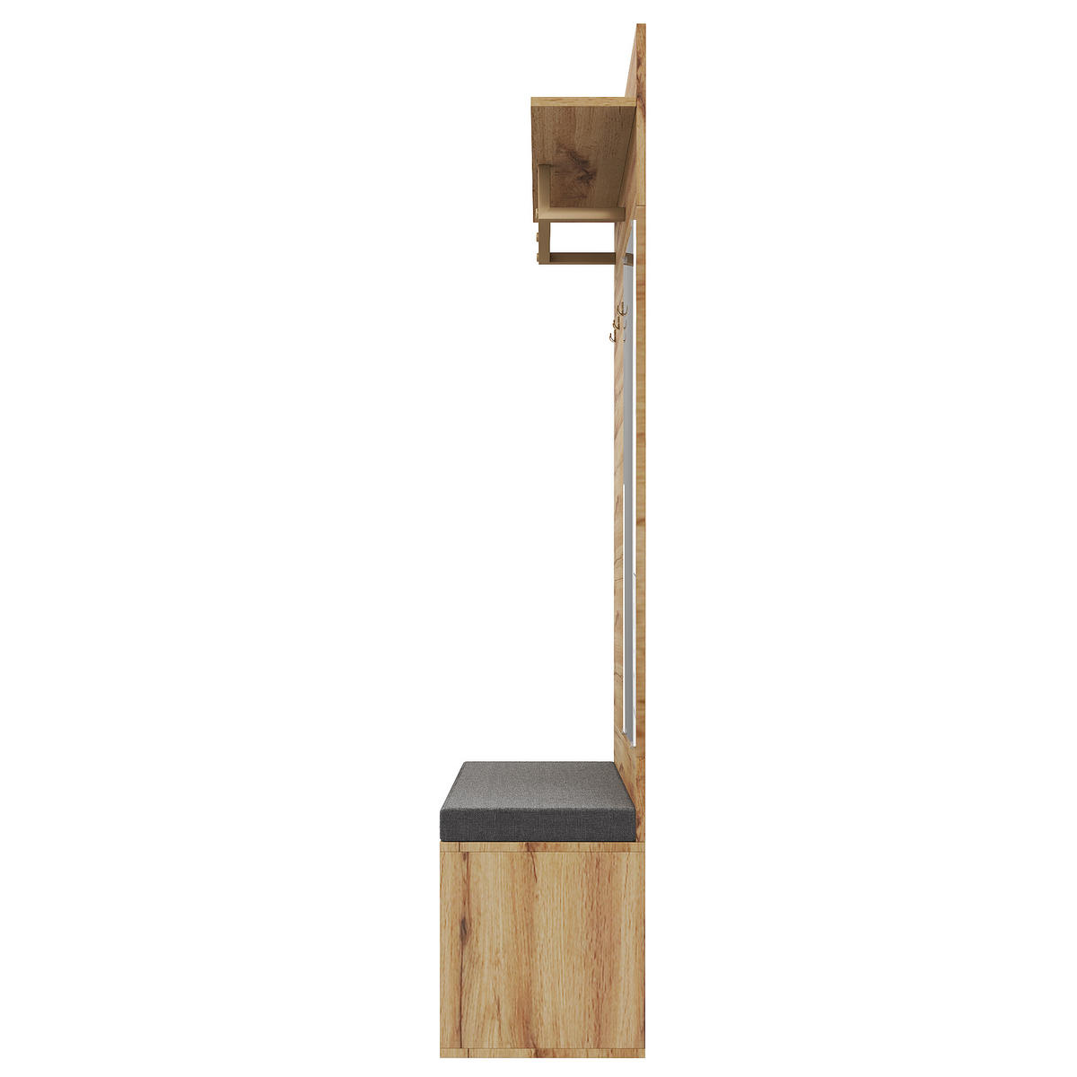 KLEIDERSCHRANKSET Kompakt Spiegel Kissen Garderobenpaneele Flur modern - Schwarz, Holzwerkstoff (38/190/100cm) - FLIEKS