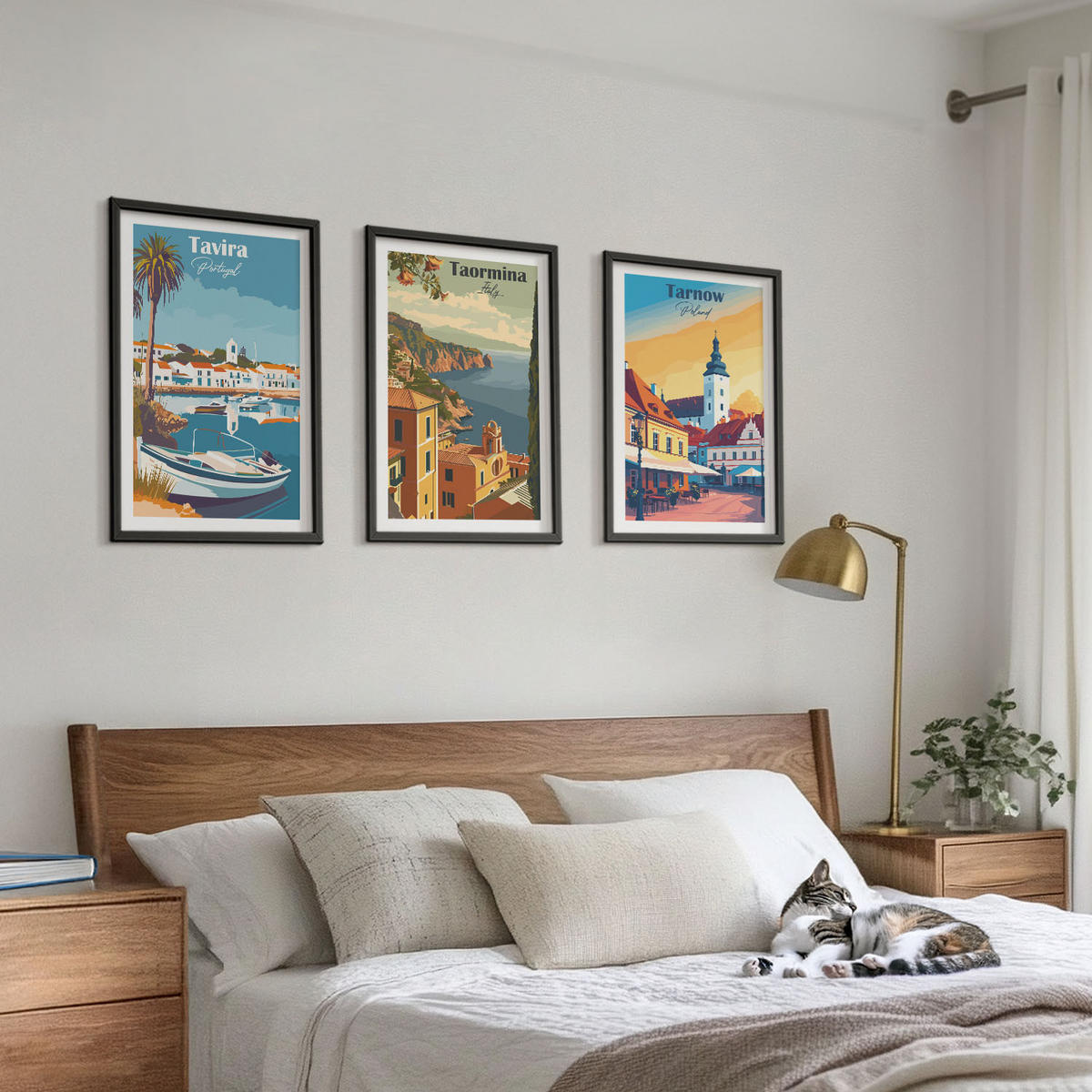 WANDBILDER 3er-Set - 40x60 cm Schwarzer Rahmen - Ansichten von Küstenstädten - Schwarz, Kunststoff (40/60cm) - ArtPrintCave