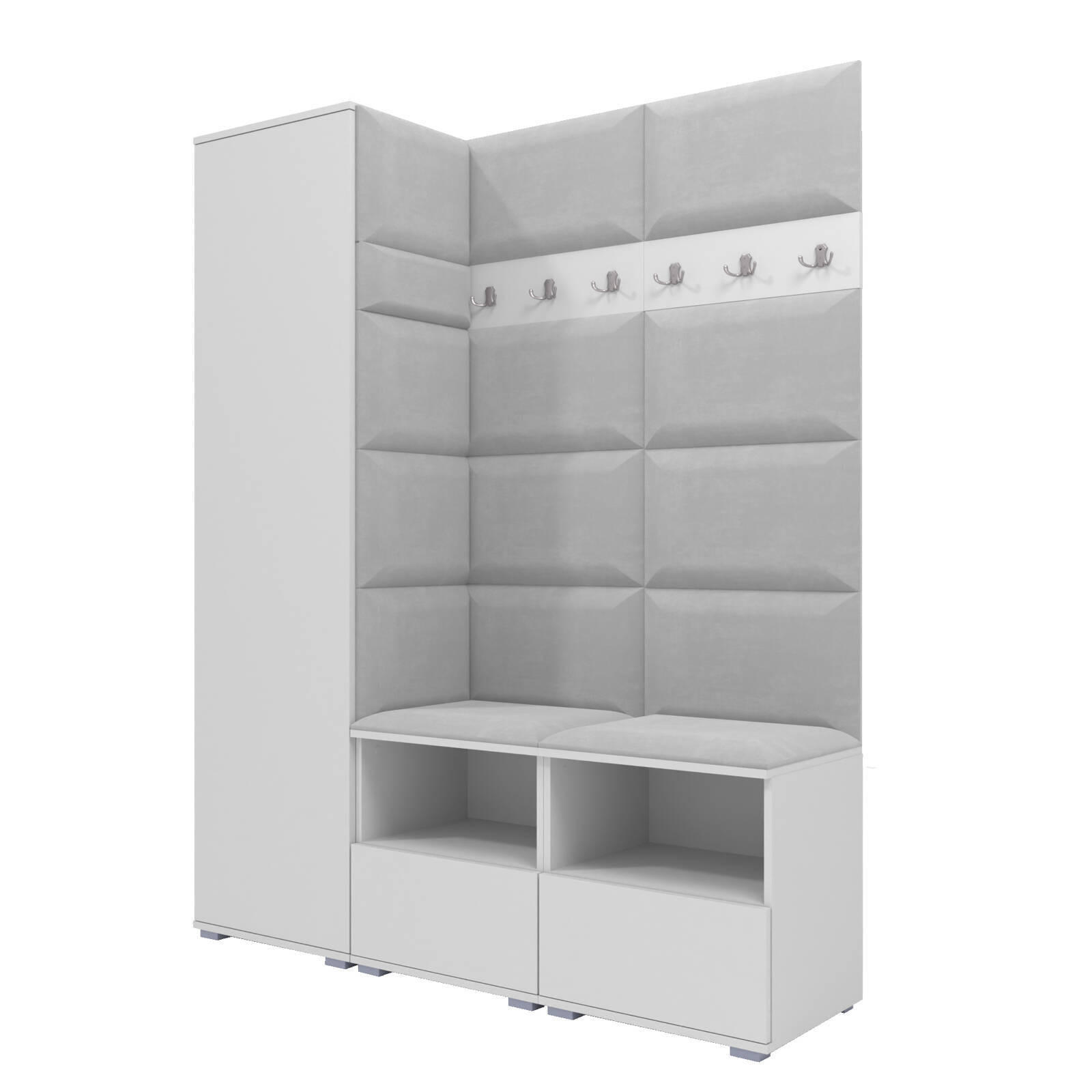 XXXLutz Garderoben-Set Weiß, Grau 150x187x40 cm
