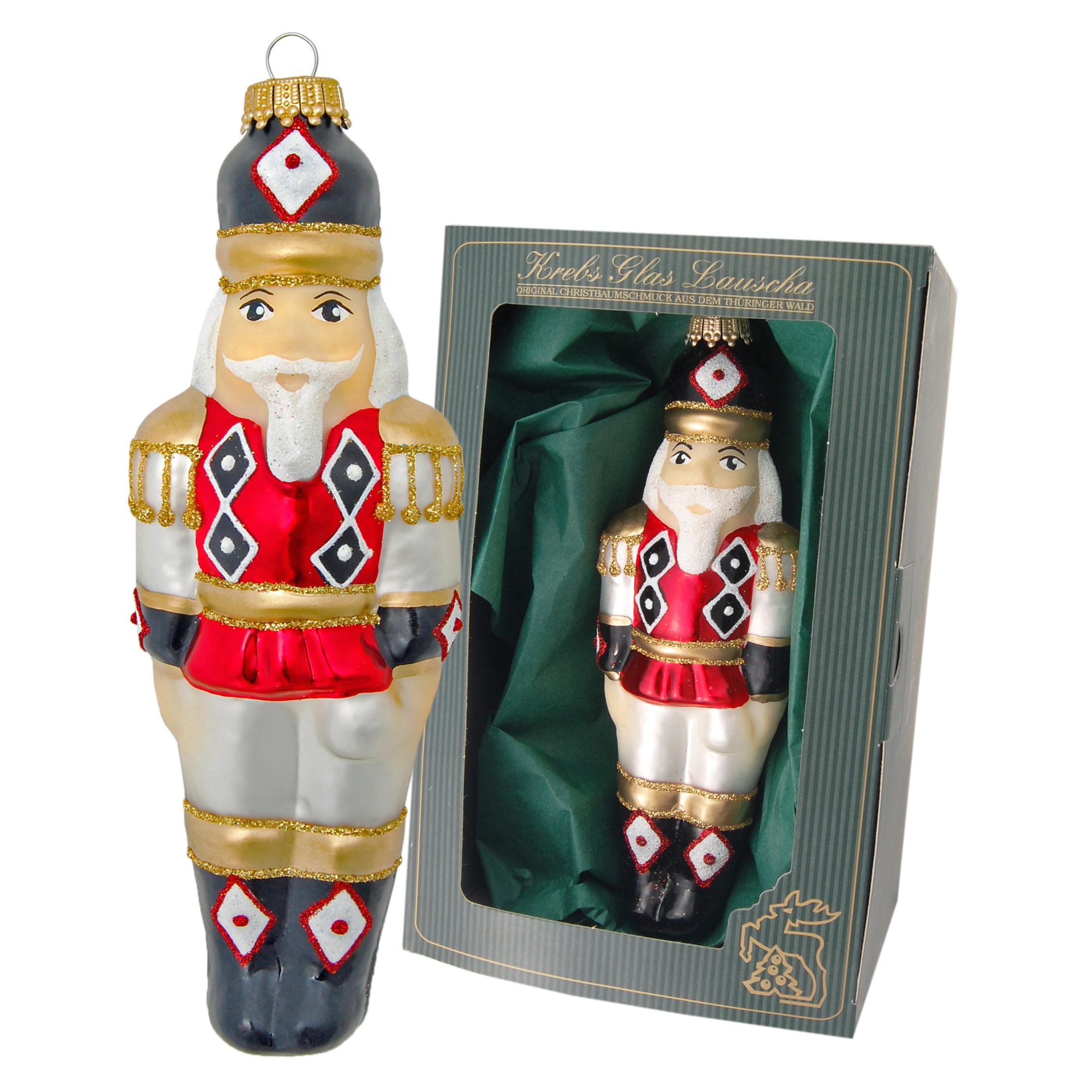 CHRISTBAUMSCHMUCK Nussknacker Mehrfarbig 15cm (Glas / 1 Stk.) - Multicolor, Glas (4/15/4cm) - Krebs Glas Lauscha