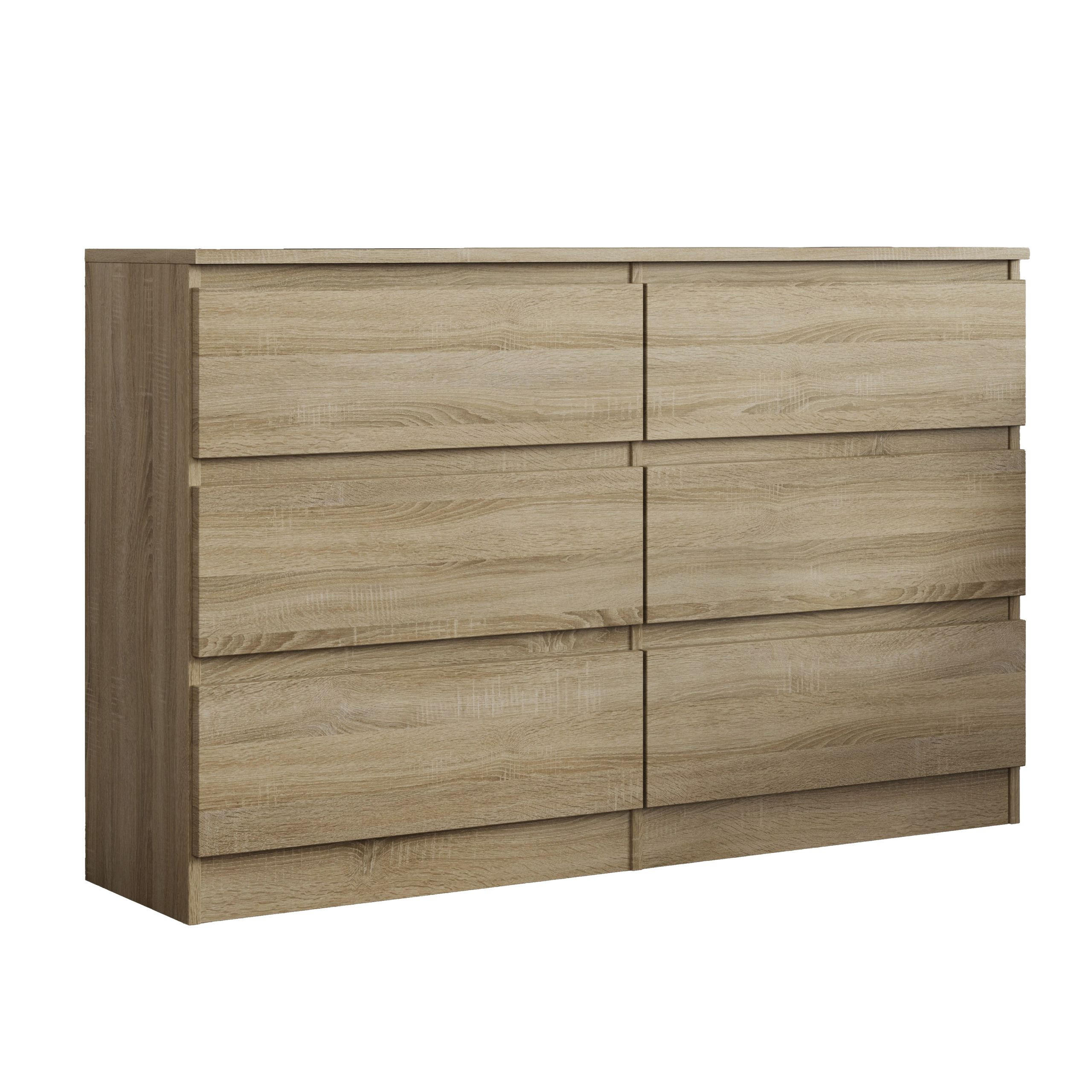 KOMMODE ALLEGRA 120/77/33 cm mit 6 Schubladen Sonoma Eiche - Sonoma Eiche, Holzwerkstoff (120/77/33cm) - MASSENO