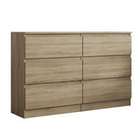 KOMMODE ALLEGRA 120/77/33 cm mit 6 Schubladen Sonoma Eiche - Sonoma Eiche, Holzwerkstoff (120/77/33cm) - MASSENO