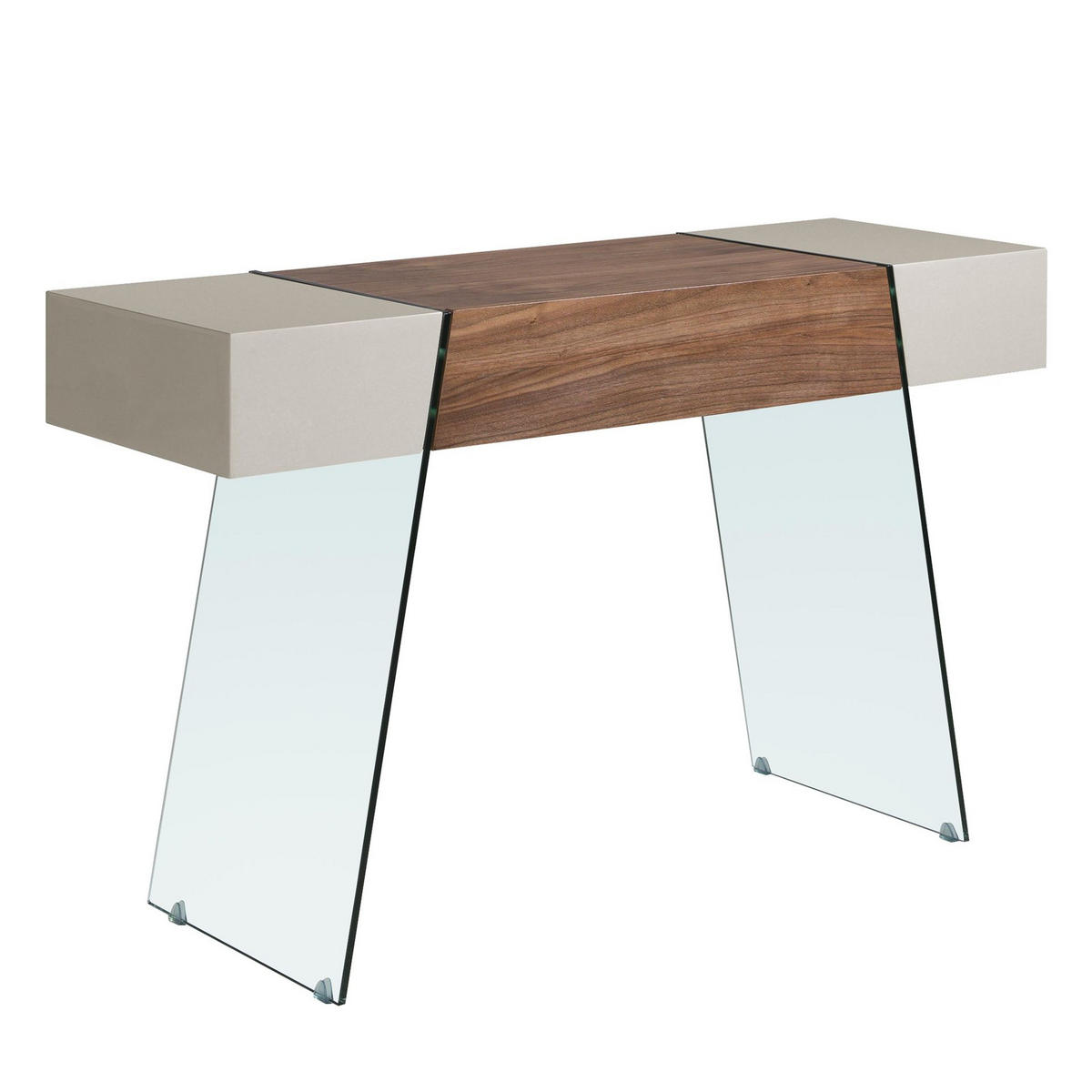 KONSOLENTISCH Rechteckiger Konsolentisch aus grauem Holz, Walnuss und gehärtetem Glas 120/40/73 cm - Nussbaumfarben/Grau, Holz (40/120/73cm) - ANGEL CERDA