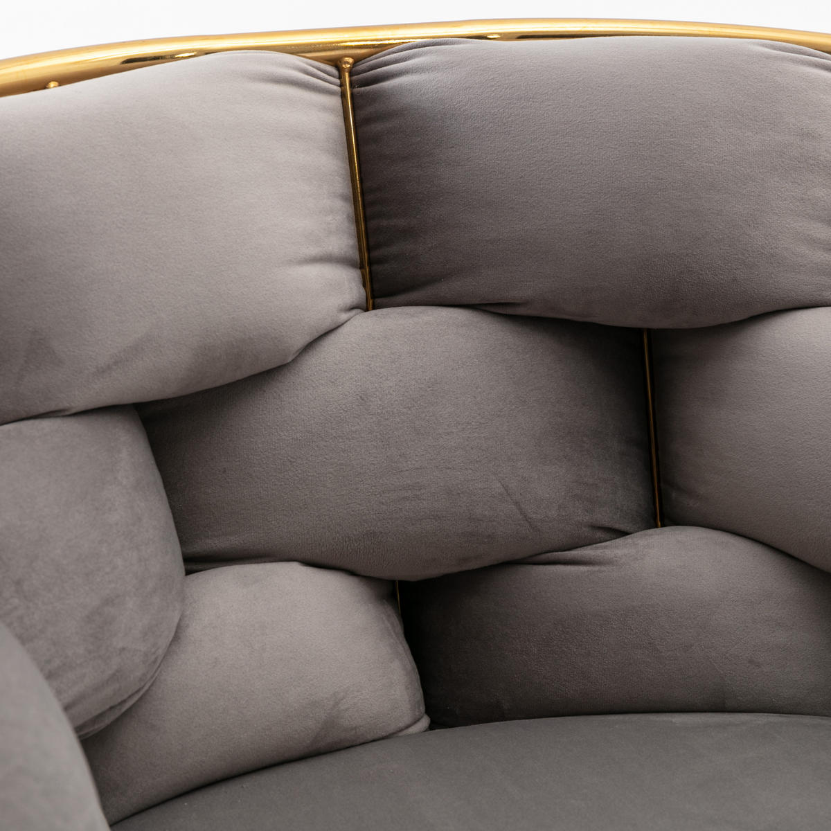 SESSEL Samt Grau mit Metallgestell für Schlafzimmer, Wohnzimmer, Esszimmer - Grau, Textil/Metall (73/75/56cm) - WISHDOR
