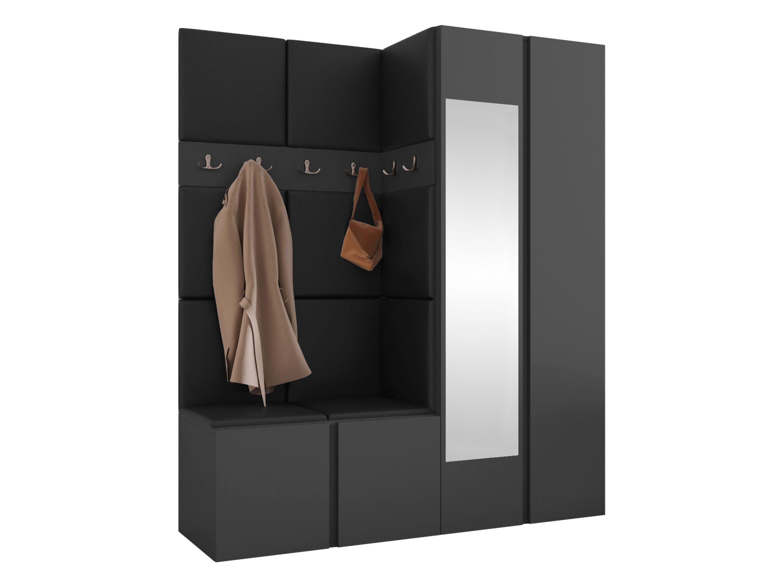 Mirjan24 Garderoben-Set Graphit, Schwarz 158x186x46 cm