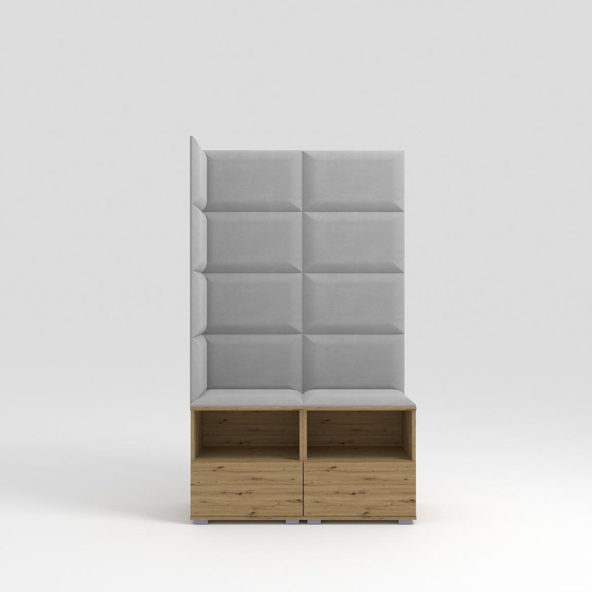 GARDEROBEN-SET Nela V mit gepolsterten Paneelen 100/174/40 - Silberfarben/Eiche Artisan, Holzwerkstoff/Kunststoff (100/174/40cm)