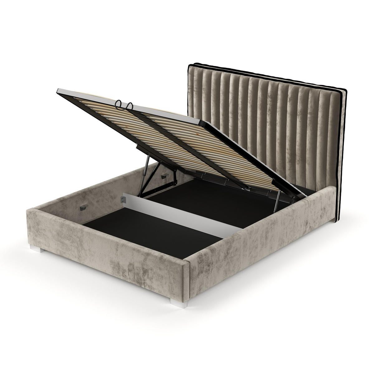 POLSTERBETT Breeze Beige 120/200 cm im Chenille-Stoff - Beige/Silberfarben, Holz/Holzwerkstoff (120/200cm) - Maison de Reve