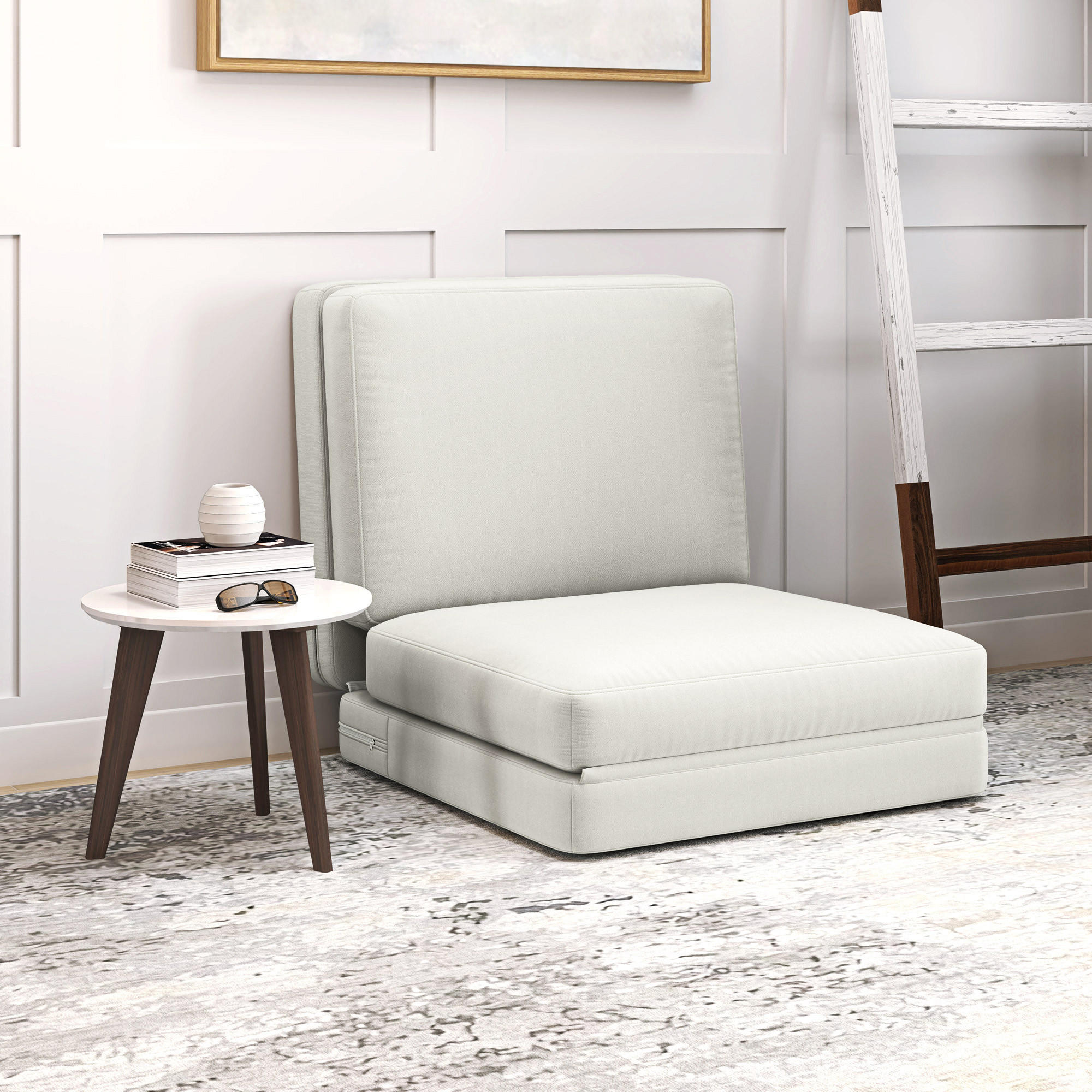 BODENSOFA 3-in-1, bis 240 kg belastbar, Cremeweiß - Weiß, Kunststoff (268/18/75cm) - HOMCOM