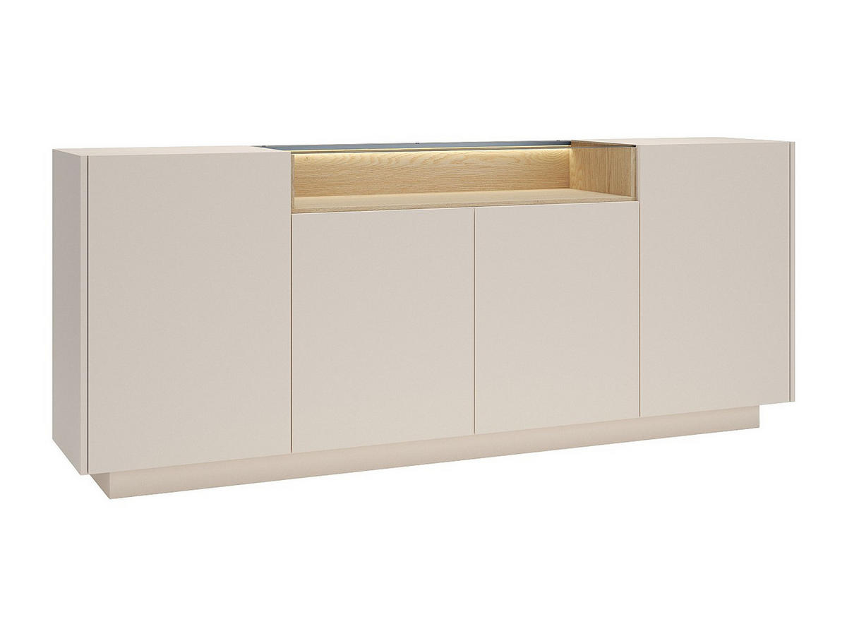 SIDEBOARD - 203 cm x 39.5 cm - glas - beige, naturfarben hell Alivento - Beige/Naturfarben, Glas/Holz (203/83/39.5cm) - Vente-Unique