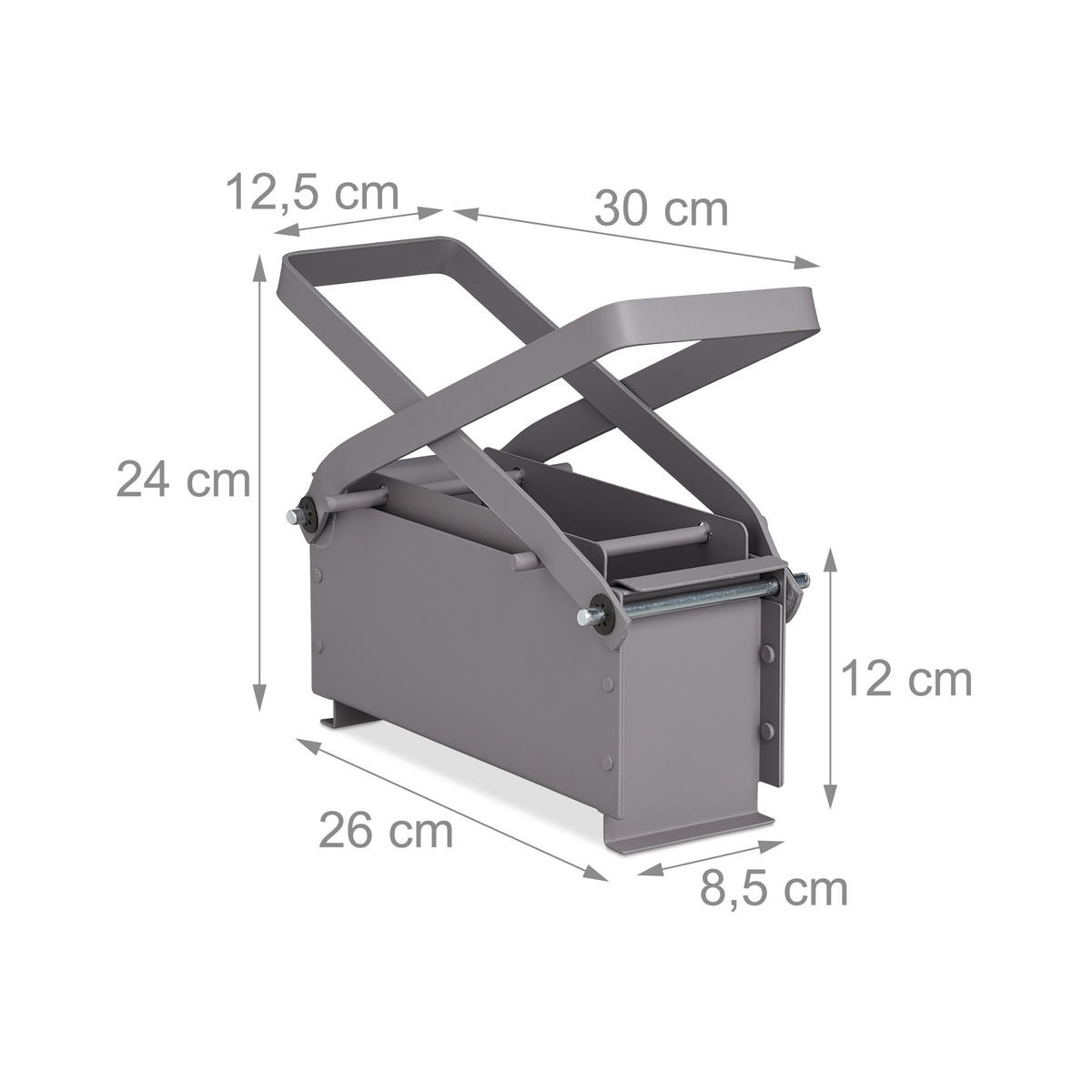 PAPIERBRIKETTPRESSE - Grau, Metall (30/24/12.5cm) - Relaxdays