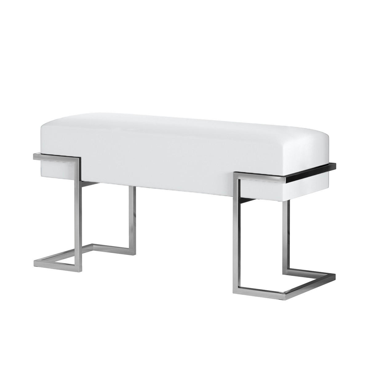 POLSTERBANK CELY 80 cm, Hellgrau, Chromgestell - Chromfarben/Hellgrau, Textil/Metall (80/42/34cm) - Bettso