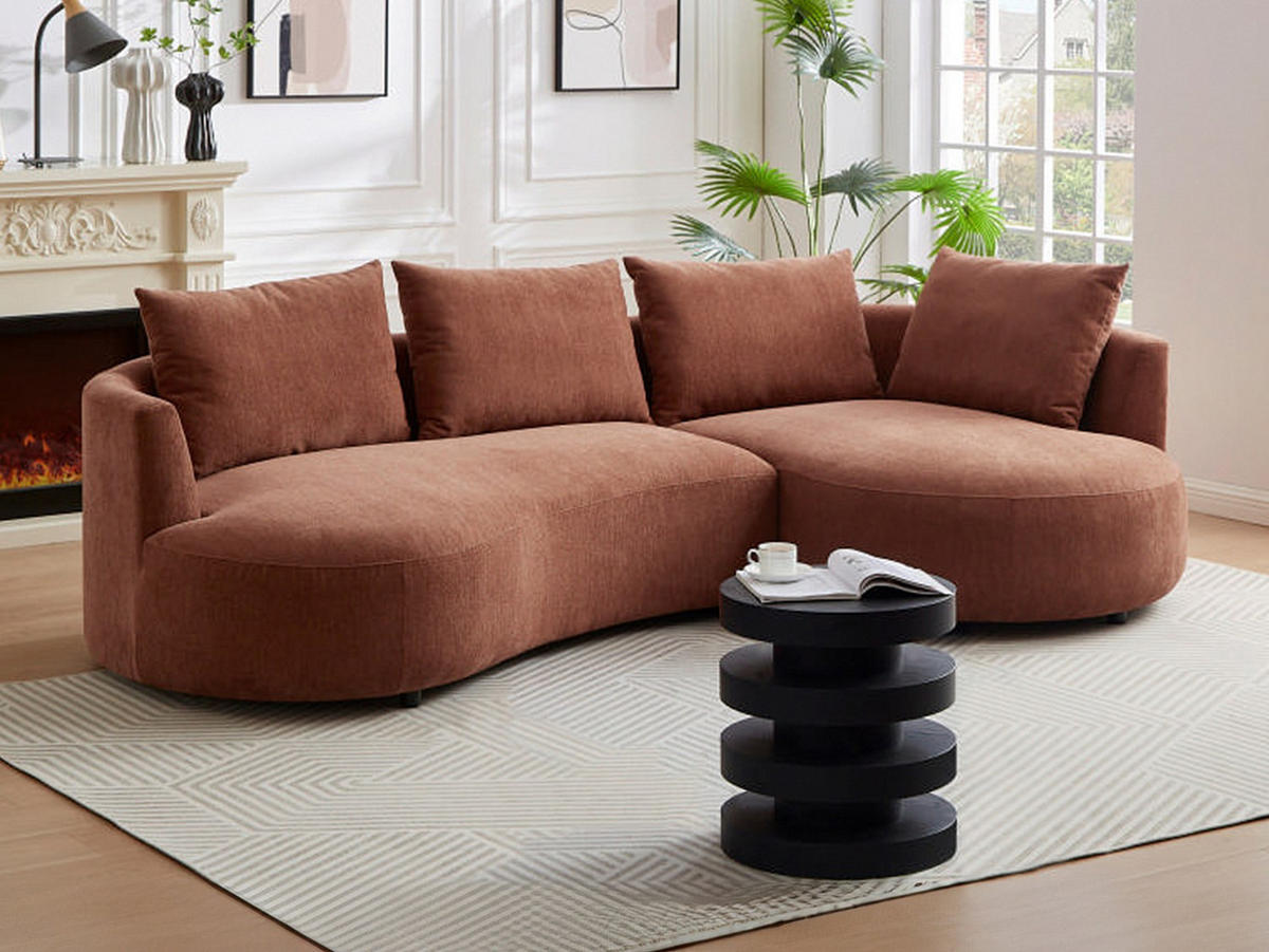 SOFA ohne Schlafmöglichkeit - 5 Personen - Samt - Terracotta - - Terracotta, Textil (285/87/158cm) - Vente-Unique