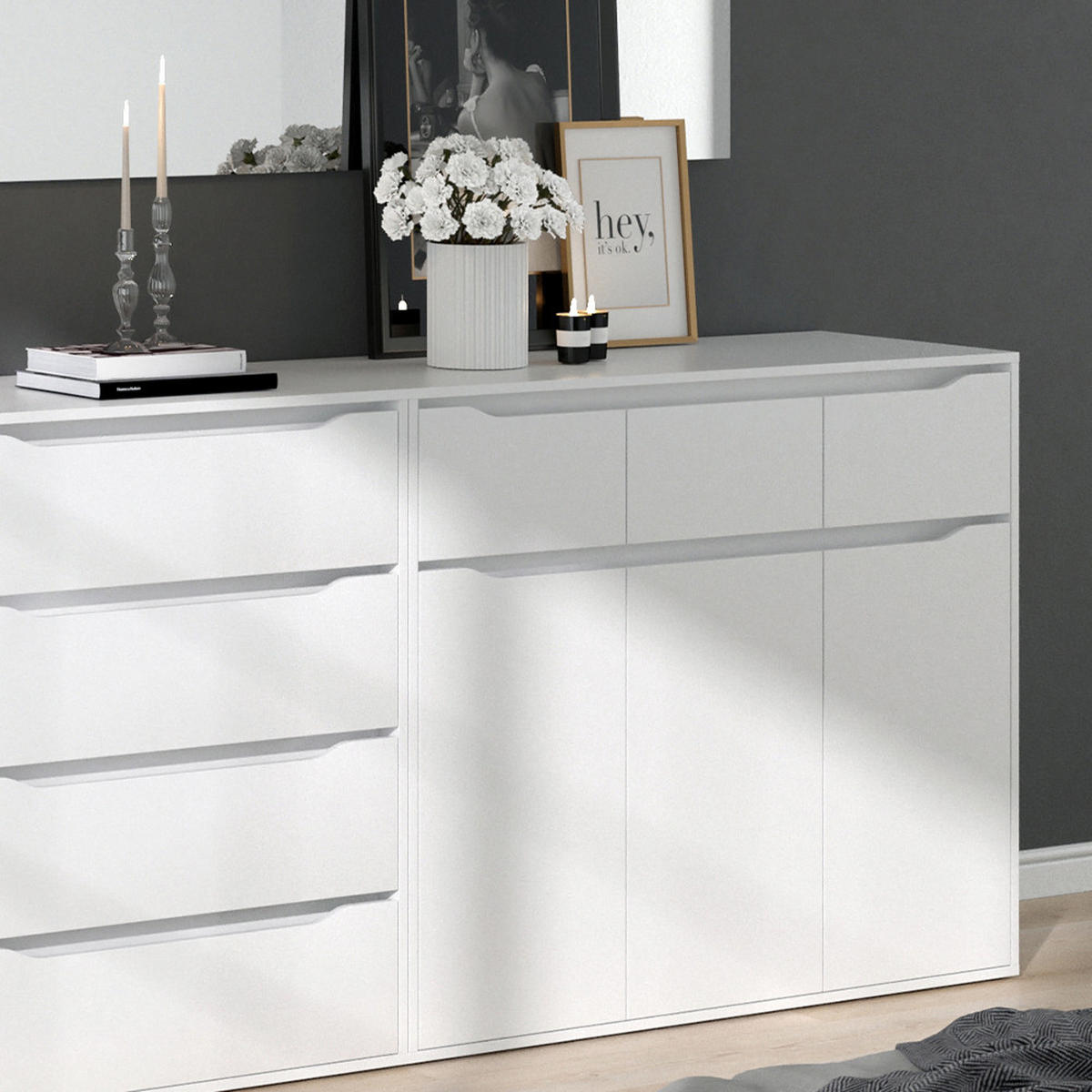 KOMMODE Ruben Weiß 48 x 101.6 cm mit Schubladen - Weiß, Holzwerkstoff (120/101.6/48cm) - Vicco