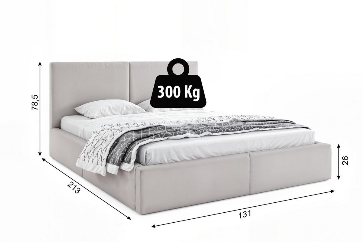 POLSTERBETT Hilton mit Stauraum - Hellgrau, Textil (120/200cm) - Interbeds