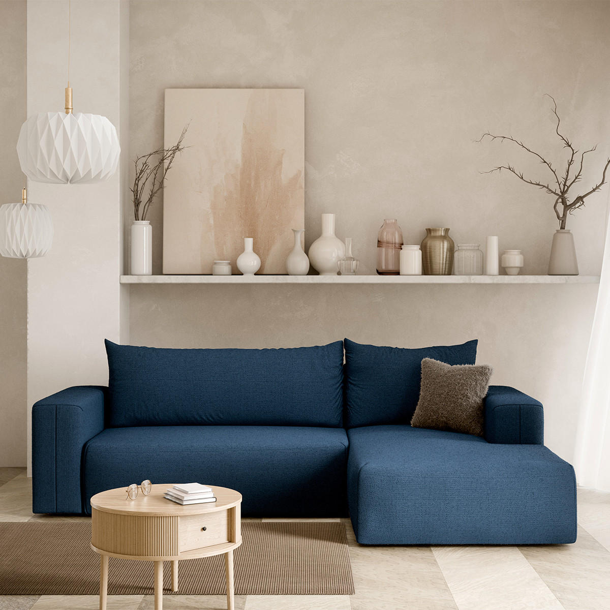 ECKSOFA Bliss 3 Sitzplätze Blau - Blau, Holz (268/163cm) - Petits-meubles