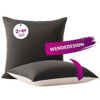 GANZJAHR Kissenhüllen Bi-Color grau 80x80 - Grau, Textil (80/80cm) - wometo