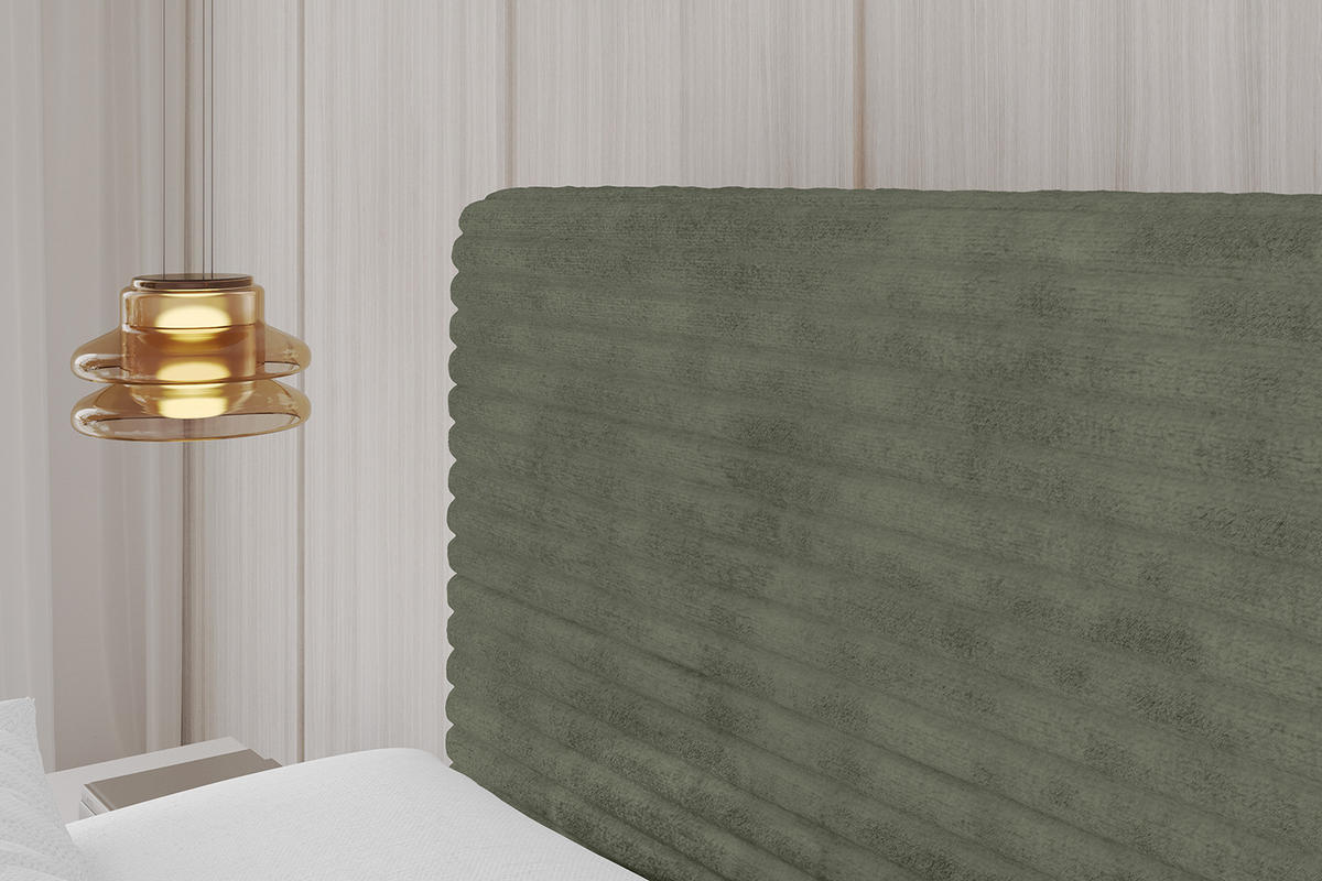 POLSTERBETT mit Bettkasten und Lattenrost, Boxbett ohne Matratze - ALOVA - Olivgrün, Holzwerkstoff/Textil (120/200cm) - ALTDECOR