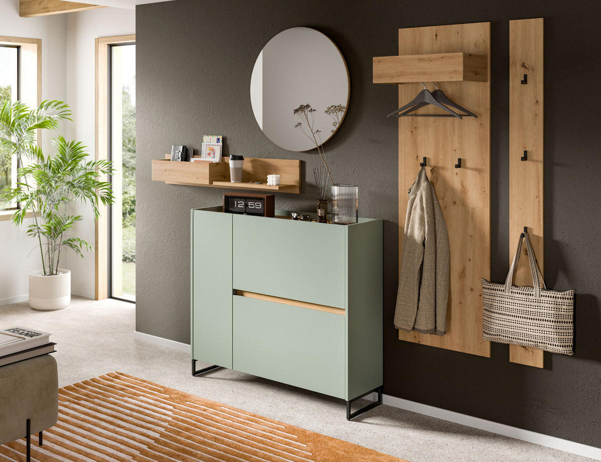 WANDSPIEGEL in Artisan Eiche rund Flurspiegel Ø 70 cm, Borga - Eiche Artisan, Glas/Holzwerkstoff (70/70/6cm) - Inn.Furn