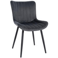 STUHL Samt dunkelgrau - Dunkelgrau/Schwarz, Textil/Metall (50/81/61cm) - CLP