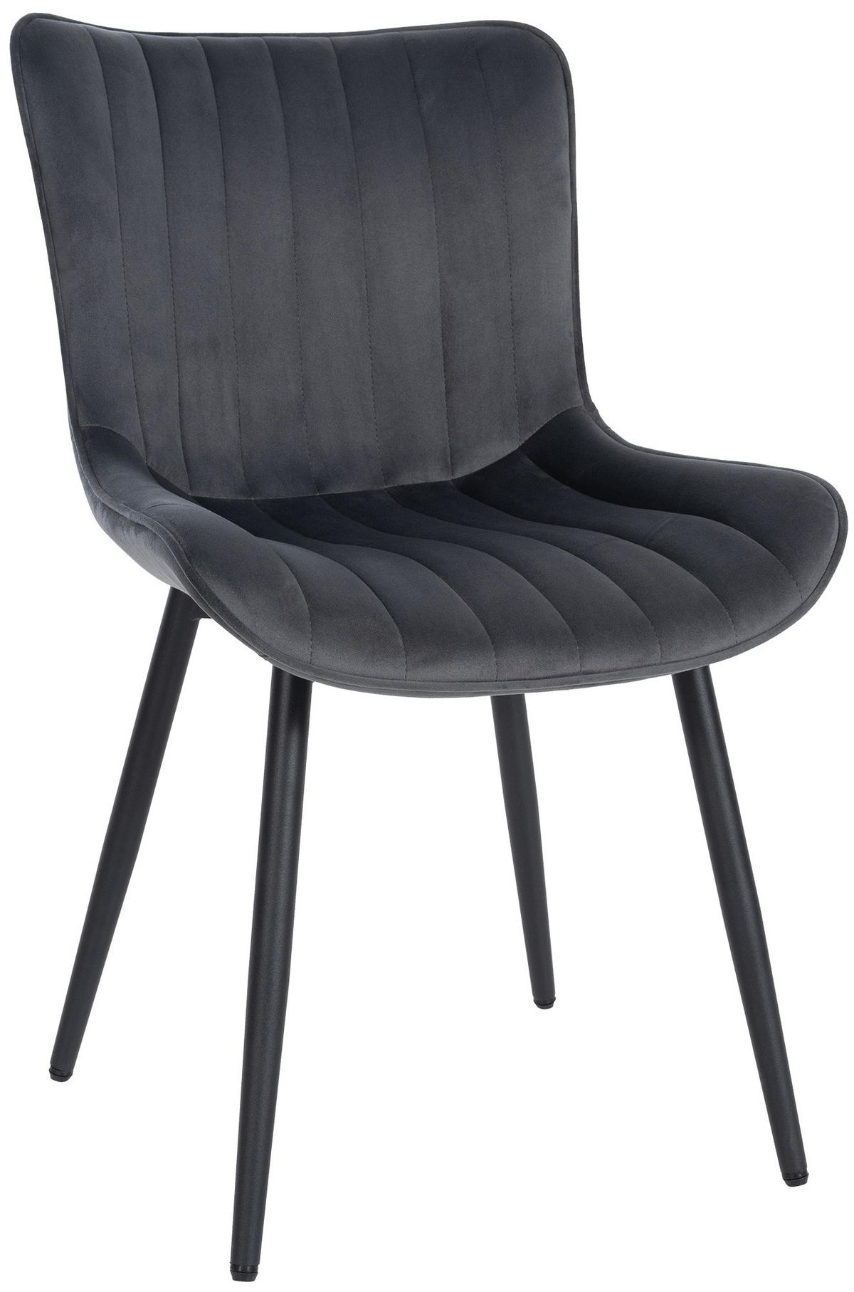 STUHL Samt dunkelgrau - Dunkelgrau/Schwarz, Textil/Metall (50/81/61cm) - CLP