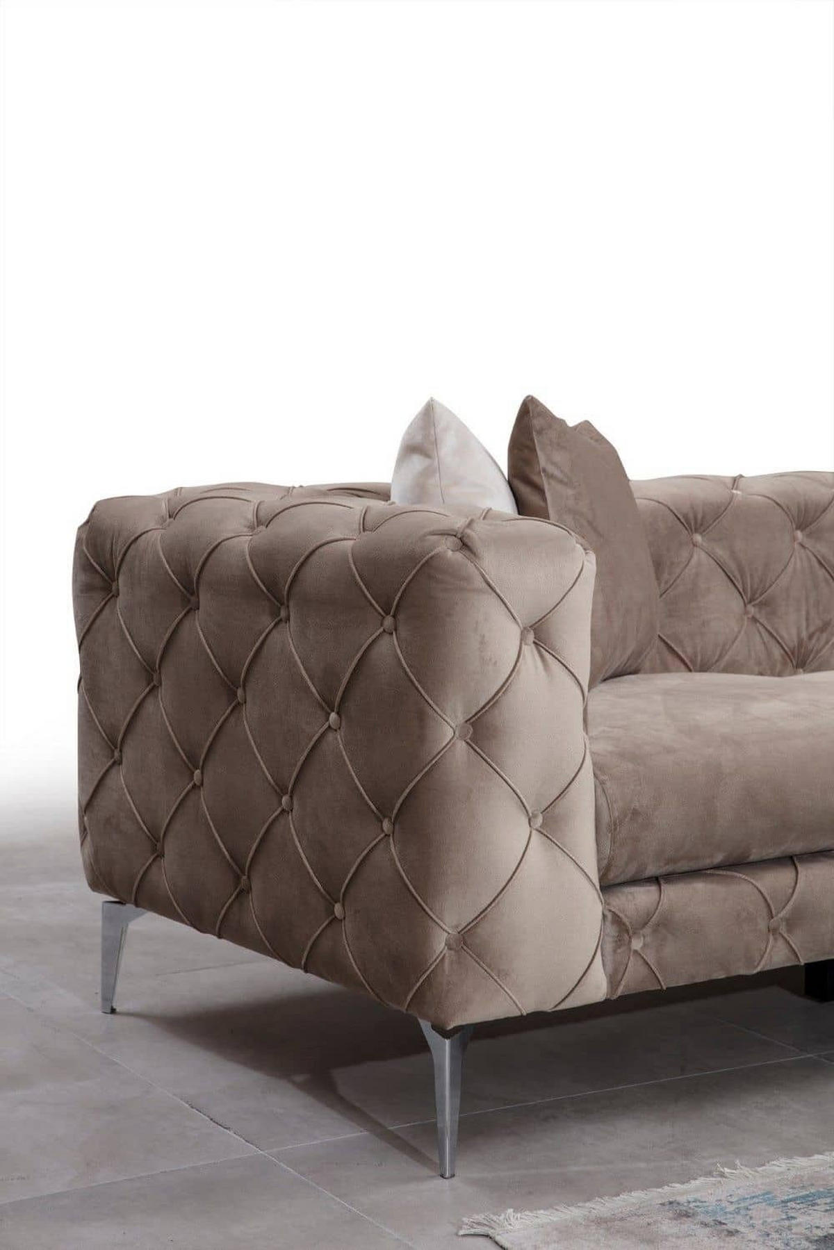 ECKSOFA mit großzügiger XXL Sitzfläche für die ganze Familie - Chromfarben/Beige, Holz/Textil (310/270cm) - myHomelando