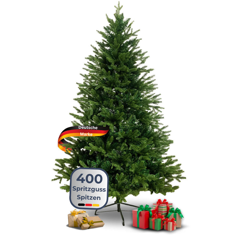 WEIHNACHTSBAUM künstlich 160 cm Inkl. Lichterkette Nordfichte Spritzguss - Grün, Kunststoff (105cm) - DELUKE