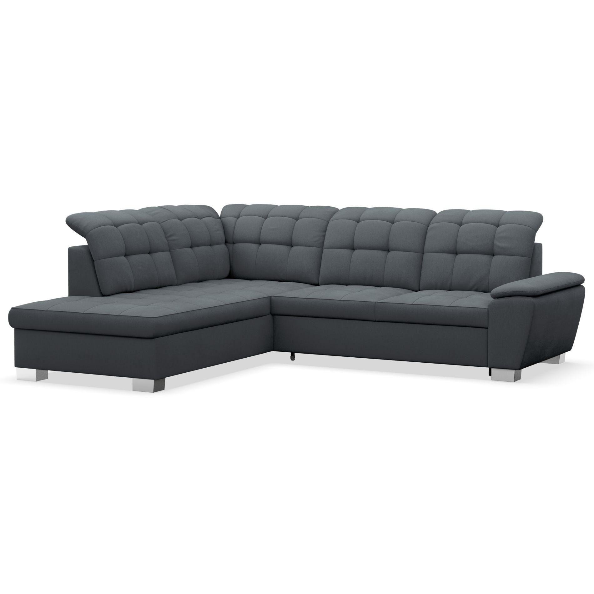 ECKSOFA Jamaal Dunkelgrau linksseitig - Dunkelgrau/Schwarz, Textil (258/212cm) - Selsey