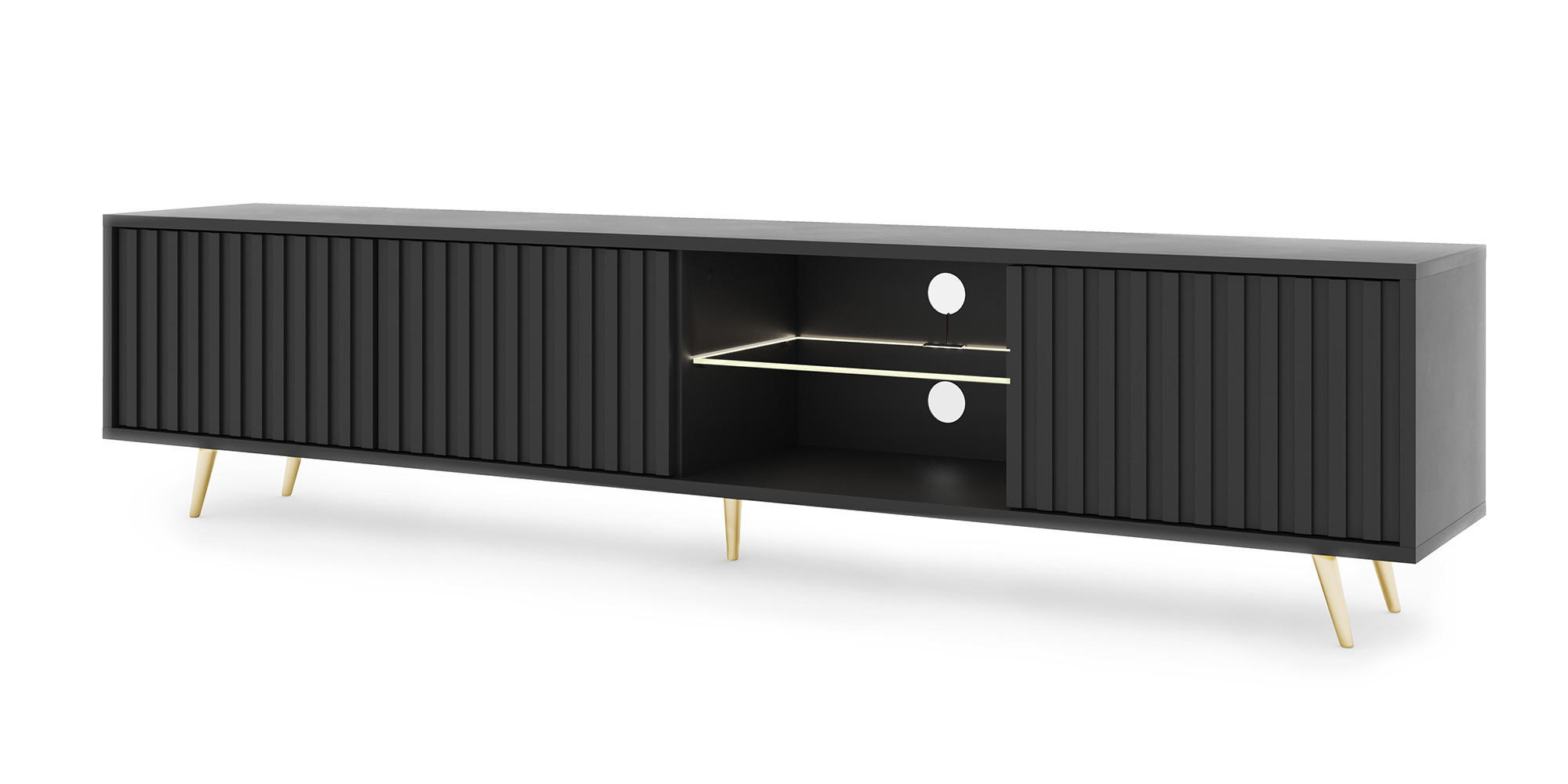 TV-SCHRANK Bello Schwarz Gold 175 cm - Schwarz, Holzwerkstoff (175/43.5/31.3cm) - Selsey