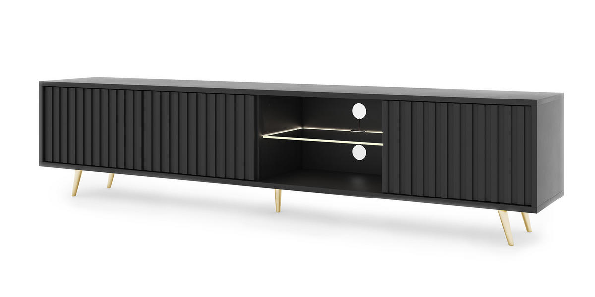 TV-SCHRANK Bello Schwarz Gold 175 cm - Schwarz, Holzwerkstoff (175/43.5/31.3cm) - Selsey