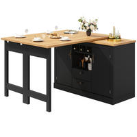 BARTISCH 120-180/40/76 cm mit Stauraum und drehbarer Ausziehfunktion - Schwarz, Holzwerkstoff (40/180/76cm) - BEAOK