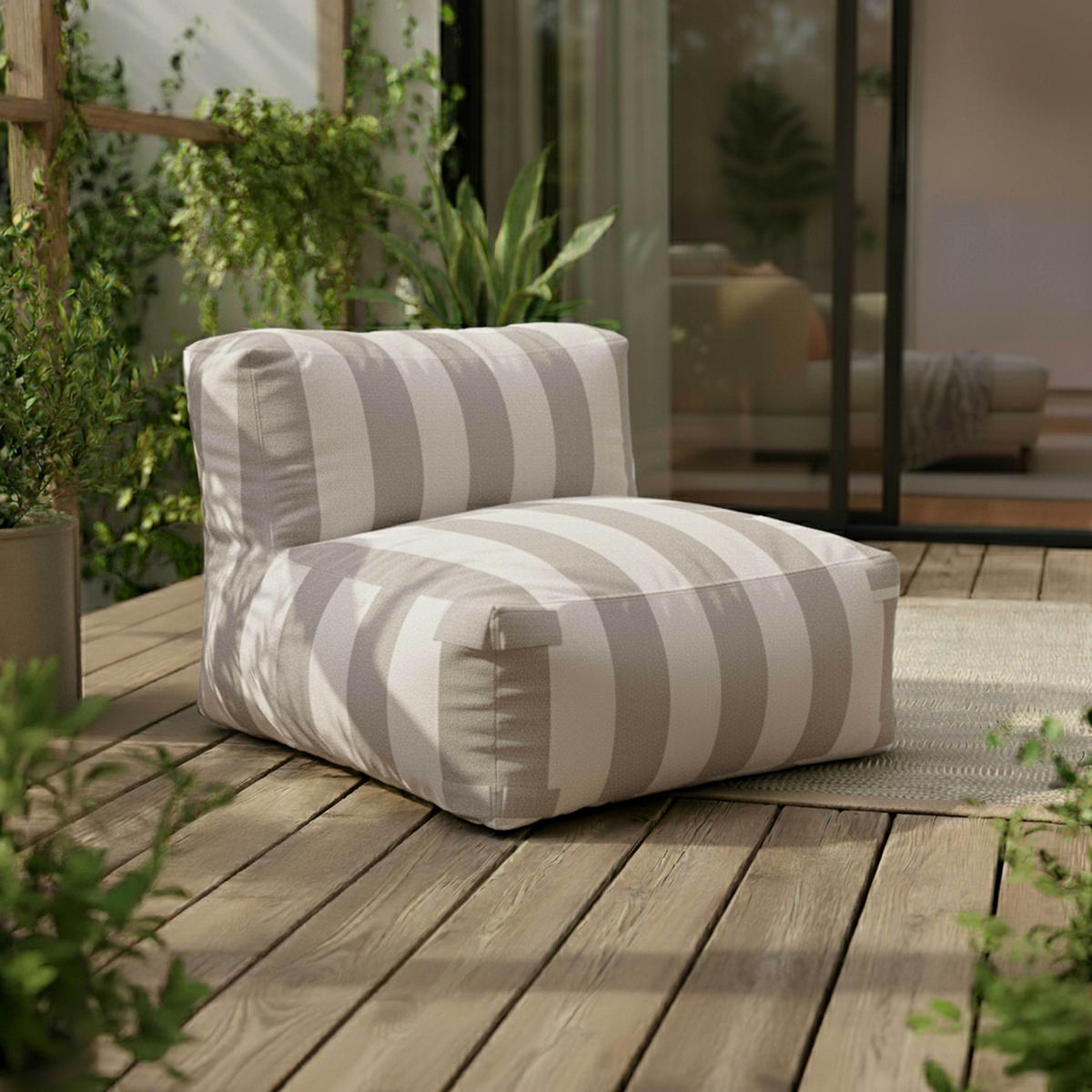 GARTENSOFA mit 5 Sitzplätzen, Beigefarbe - Beige, Textil (85/65/160cm) - Oviala