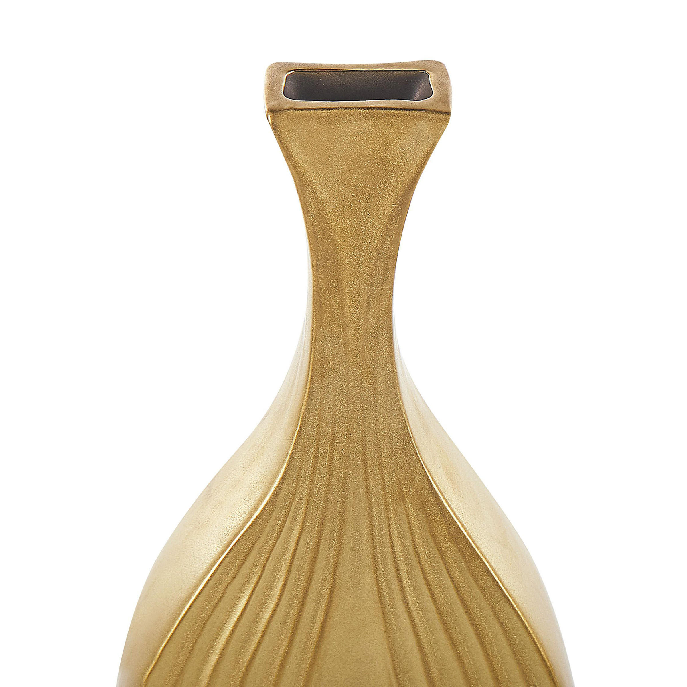 DEKOVASE Keramik gold Thapsus - Goldfarben, Keramik (39cm) - Beliani