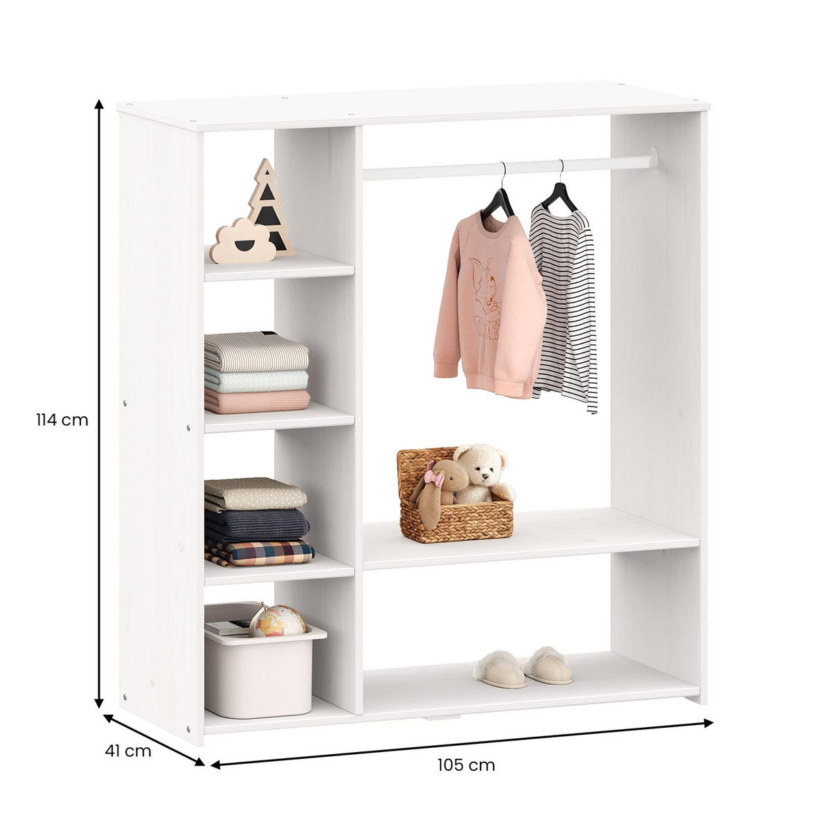 KINDERSCHRANK RAFAEL - Weiß, Holz (105/114/40cm) - IDIMEX