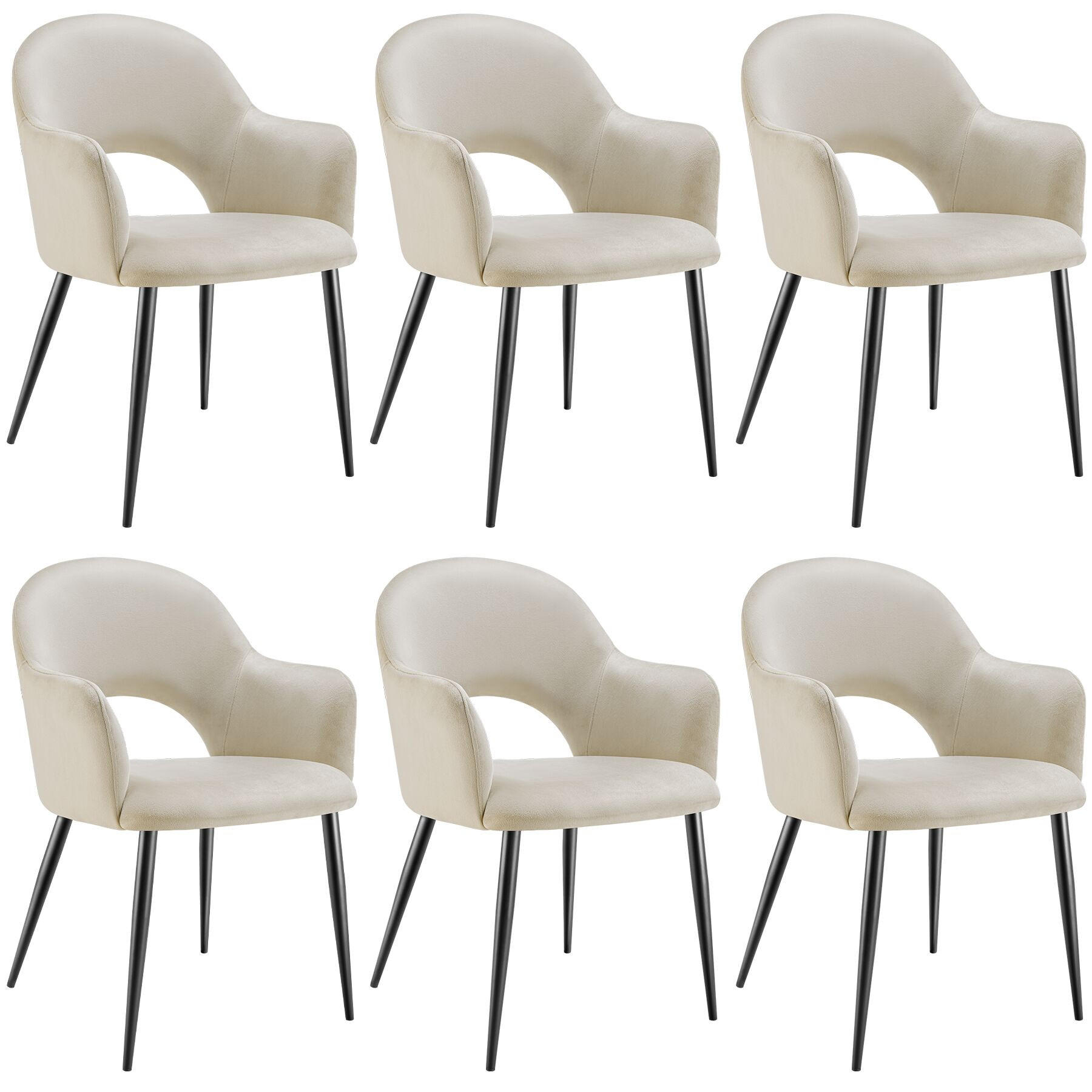 ARMLEHNSTUHL 6er Set Sachel 57 x 61 5 x 87 5 cm creme - Creme, Kunststoff (57/87.5/61.5cm) - tectake