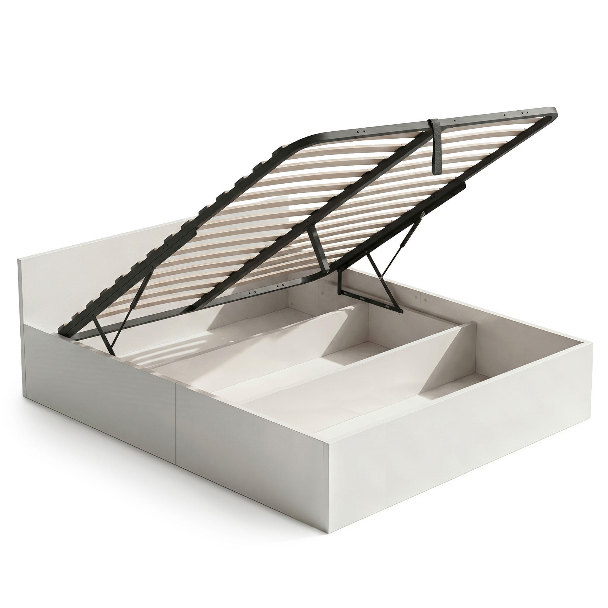 BETT mit Bettkasten 160x200 cm Metalllattenrost Weiß - Weiß, Holzwerkstoff (160/200cm) - Akord