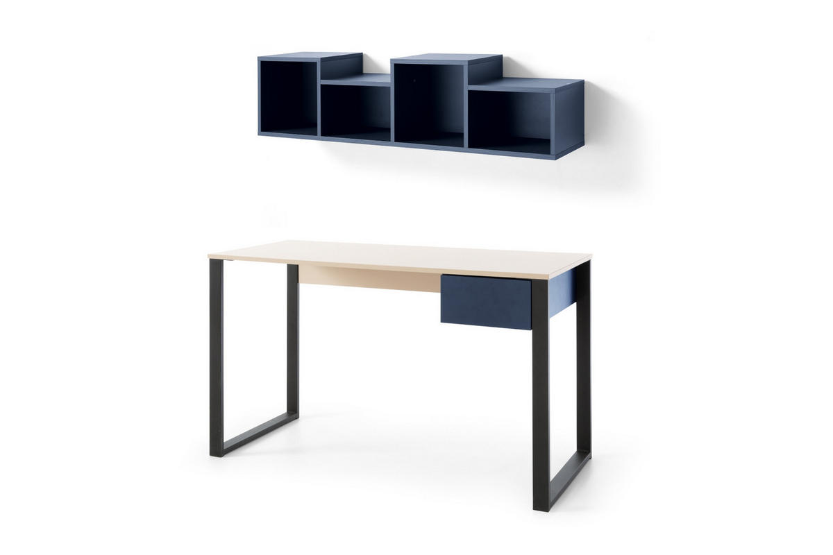 JUGENDZIMMER-SET SORENTO B 7-teilig in Sandbeige/Geölte Eiche/Royalblau - Eichefarben/Beige, Holzwerkstoff (662/195/212cm) - Deine Möbel 24