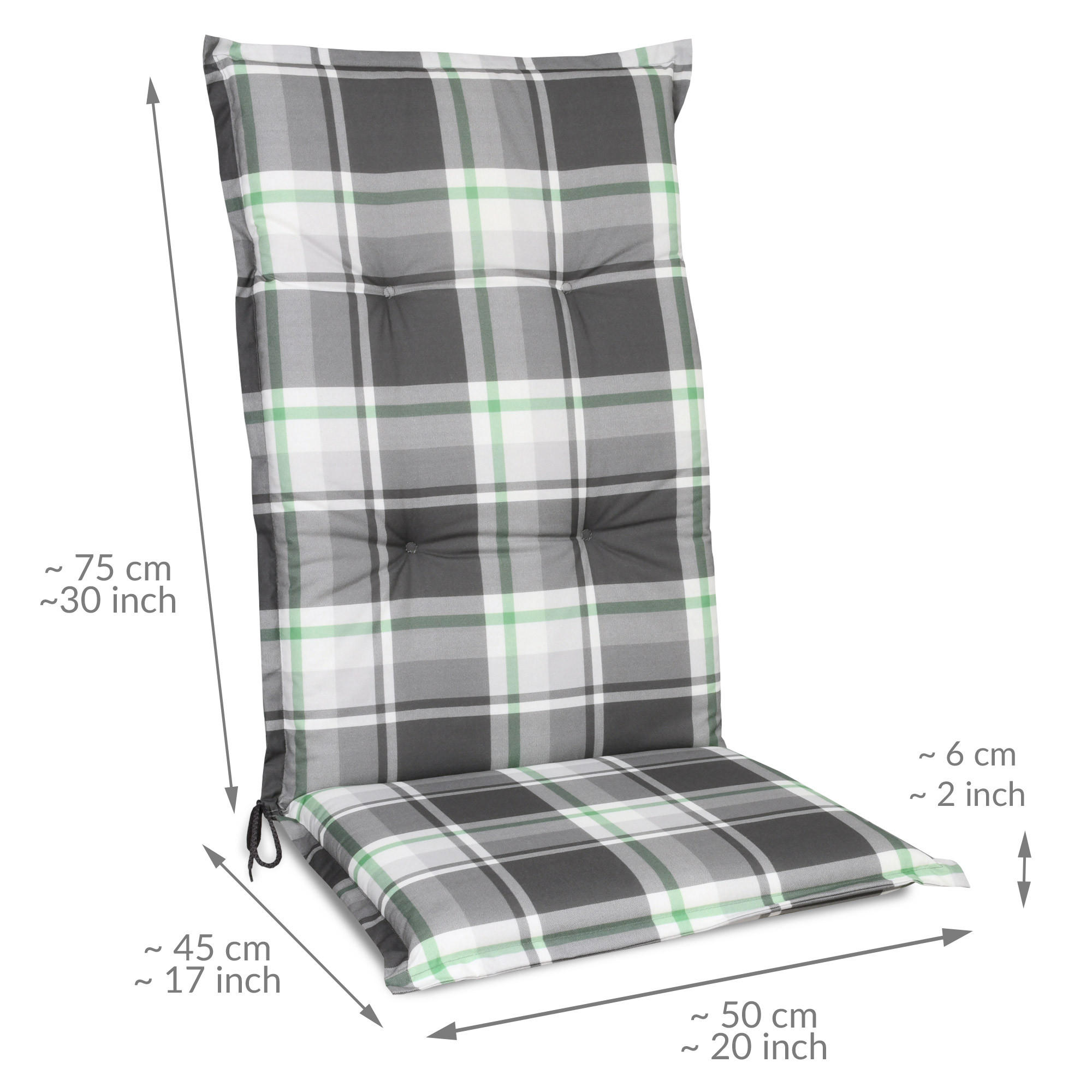 HOCHLEHNERAUFLAGE Sunny MK 120/50/6cm Mintgrün-Kariert - Mintgrün, Textil (50/6/120cm) - Beautissu 