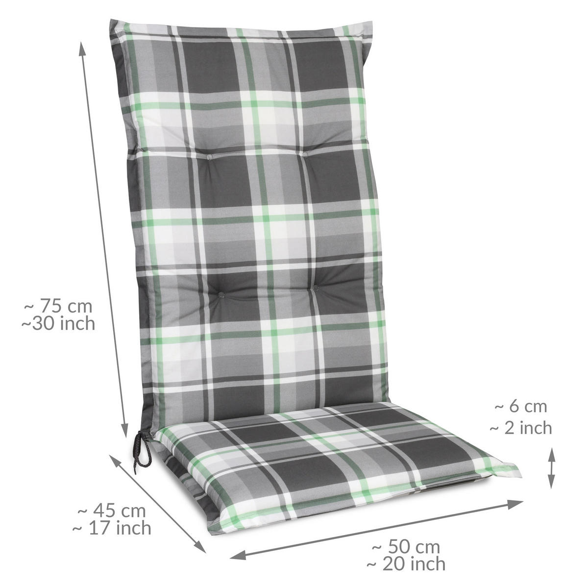 HOCHLEHNERAUFLAGE Sunny MK 120/50/6cm Mintgrün-Kariert - Mintgrün, Textil (50/6/120cm) - Beautissu 