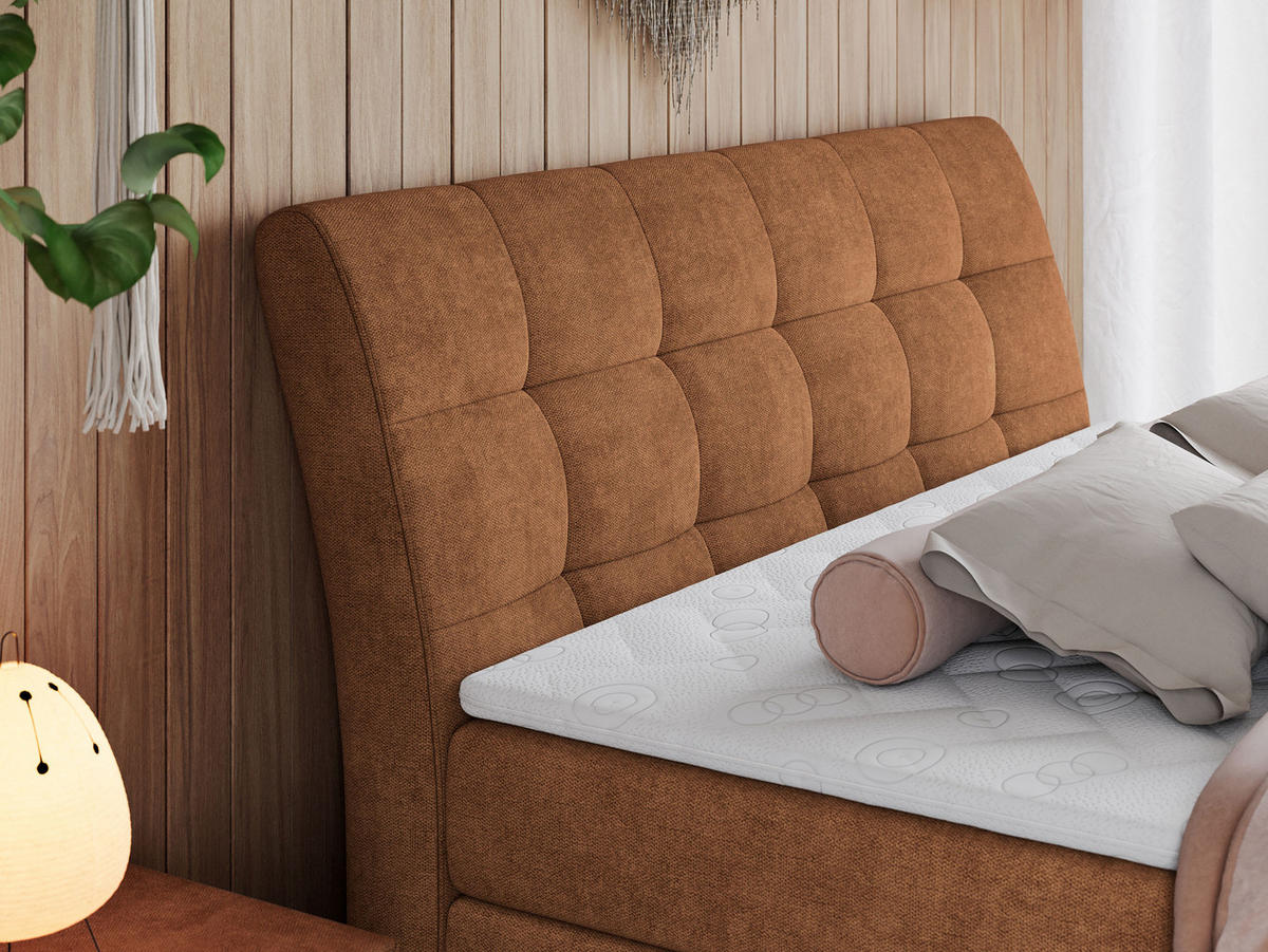 BOXSPRINGBETT GOLD-10 KING 120/200 Orange Struktur - H3 - Orange, Holz/Textil (120/200cm) - MKS
