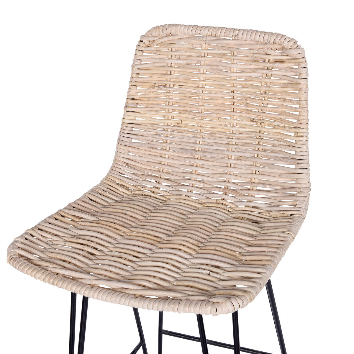 BARHOCKER 2er-Set Rattan Beige Cassita - Beige, Naturmaterialen/Metall (43/103/47cm) - Beliani