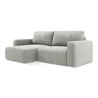 ECKSOFA mit Schlaffunktion links Chenille Stoff Grau - Hellgrau/Schwarz, Kunststoff/Textil (149/244cm) - LaMiaSofa