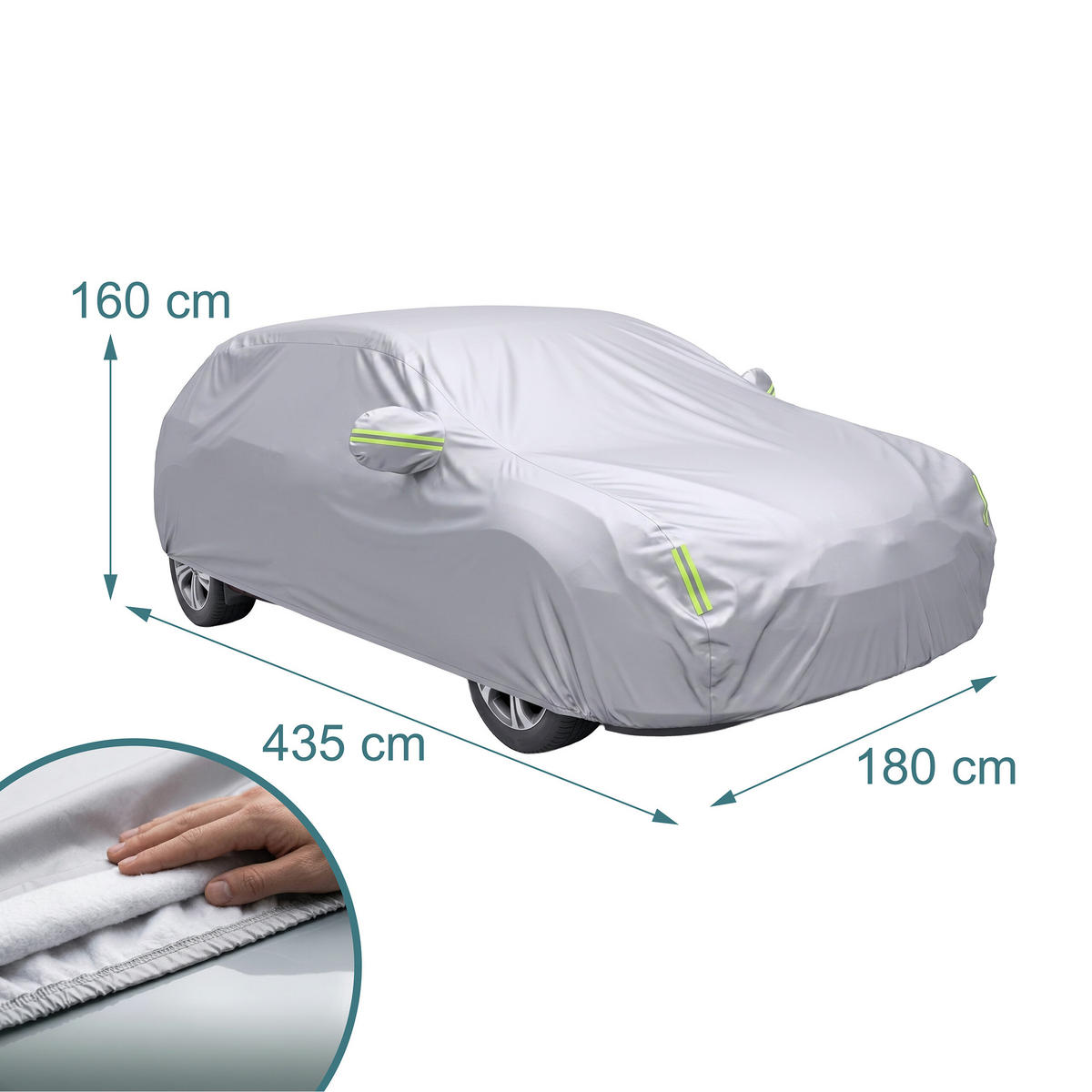 AUTOPLACHTA Strieborná Outdoor 400-435 cm hatchback - strieborná, kov/textil (180/435/160cm) - Relaxdays