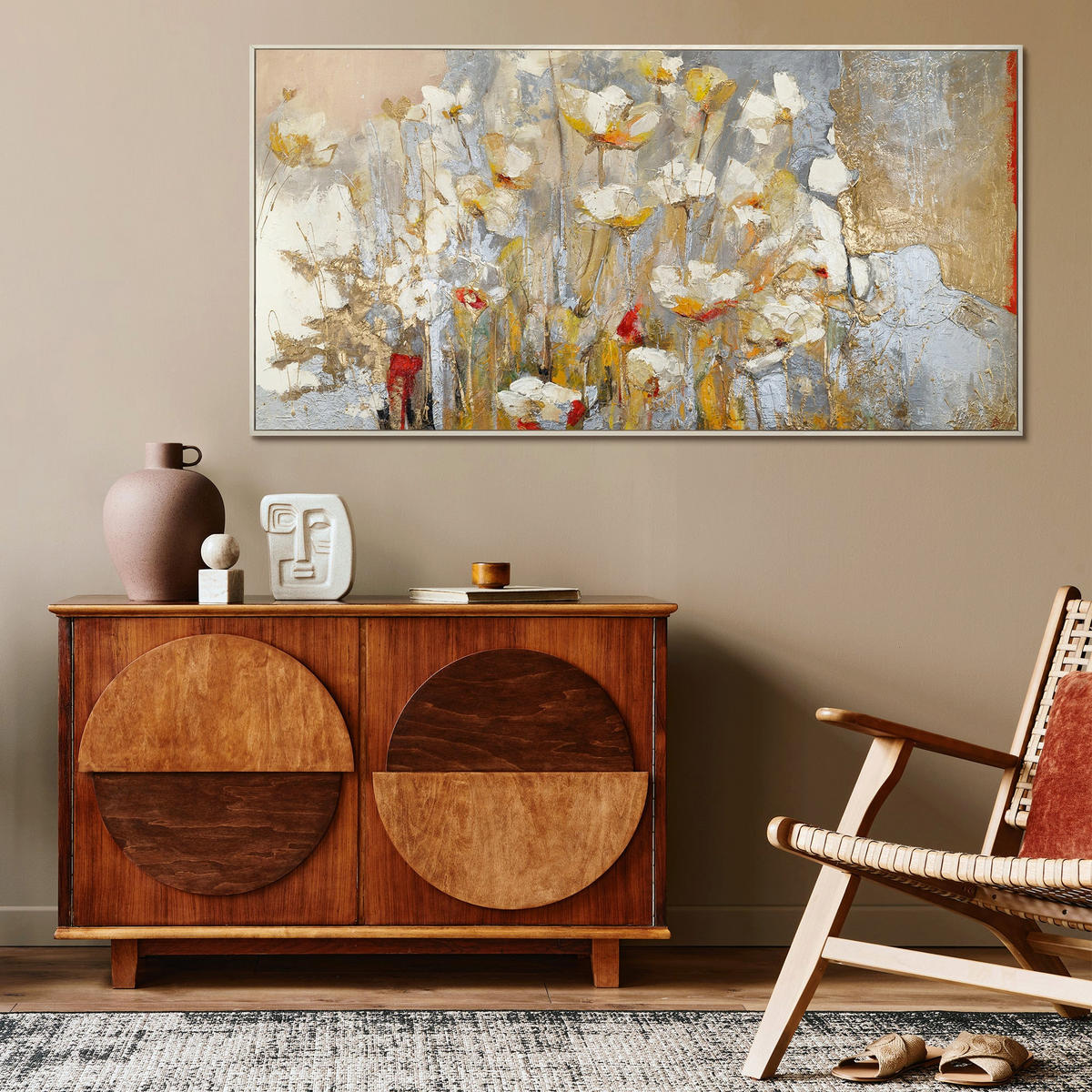 GEMÄLDE Frühlingsduft Schattenfugenrahmen Gold 200x100 cm - Goldfarben, Holz (200/100cm) - YS-art gallery