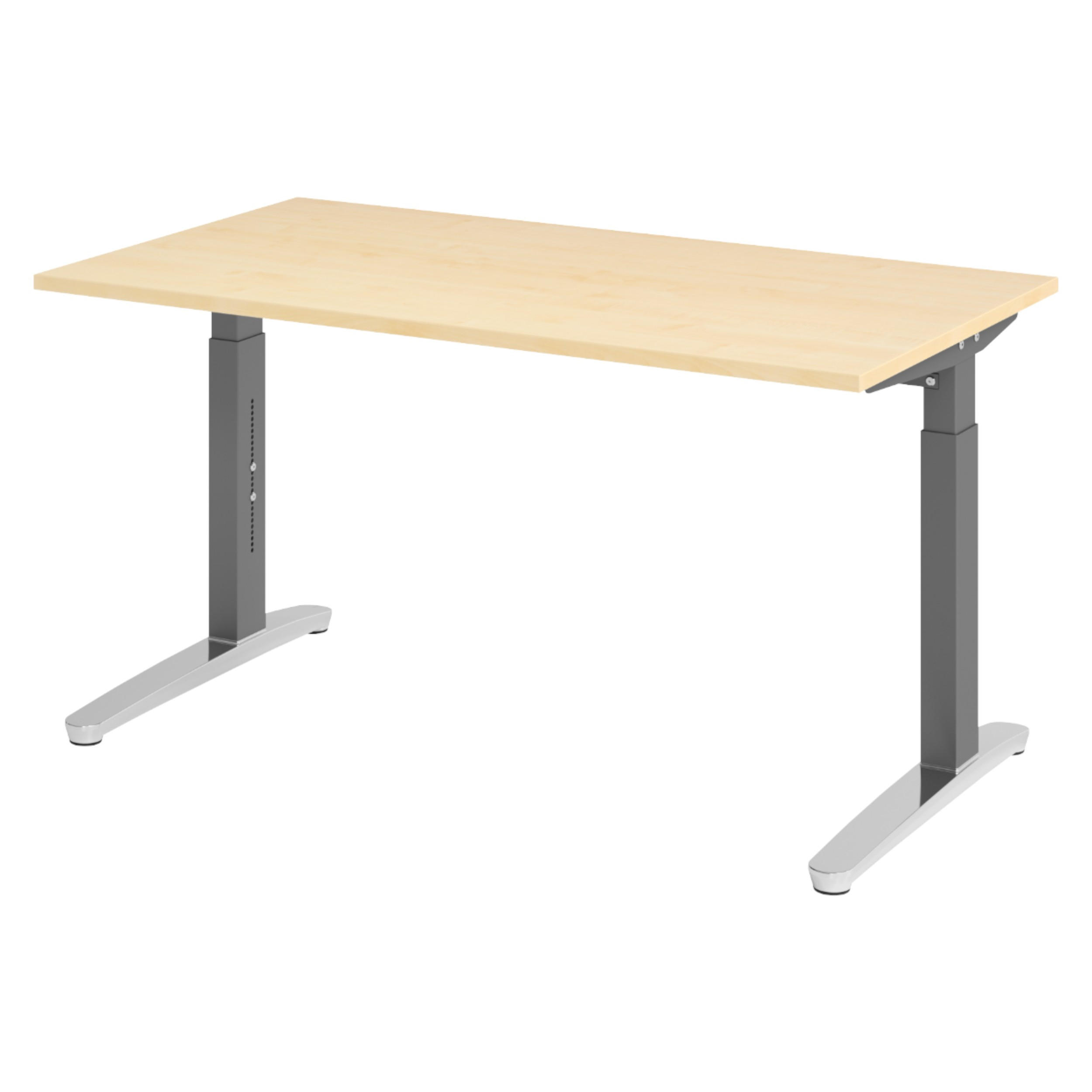 bümö Schreibtisch Ahorn, Graphit, Silber 140x74x80 cm