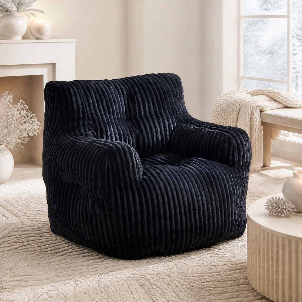 SITZSACK gepolstert 100 x 94 x 70 cm Cord Schwarz - Schwarz, Kunststoff (94/70/100cm) - Beauniv