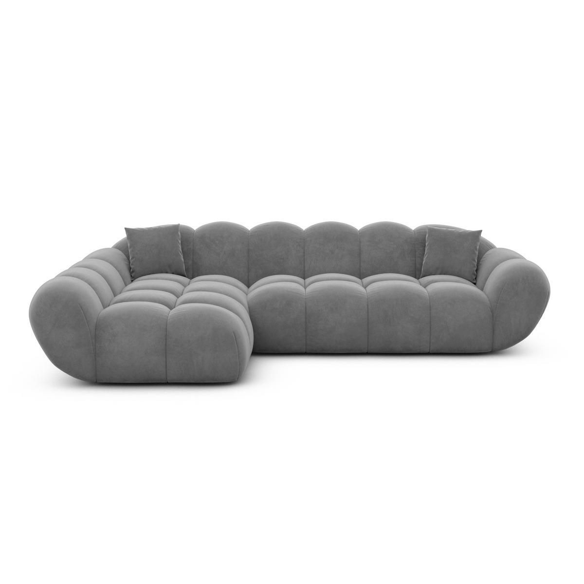 ECKSOFA Liva Dunkelgrau Samtstoff L-Form Links - Dunkelgrau, Textil (265/160cm) - VAROYAL