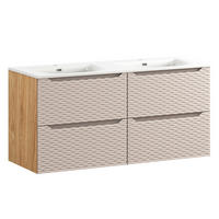 DOPPELWASCHTISCH 120cm Elora Beige und Holz - Braun, Holzwerkstoff (120/57/46cm) - Petits-meubles